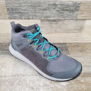 Keen Explore Mid Womens Hiking Shoes Sz 9.5 Steel Gray Turquoise Waterproof Boot